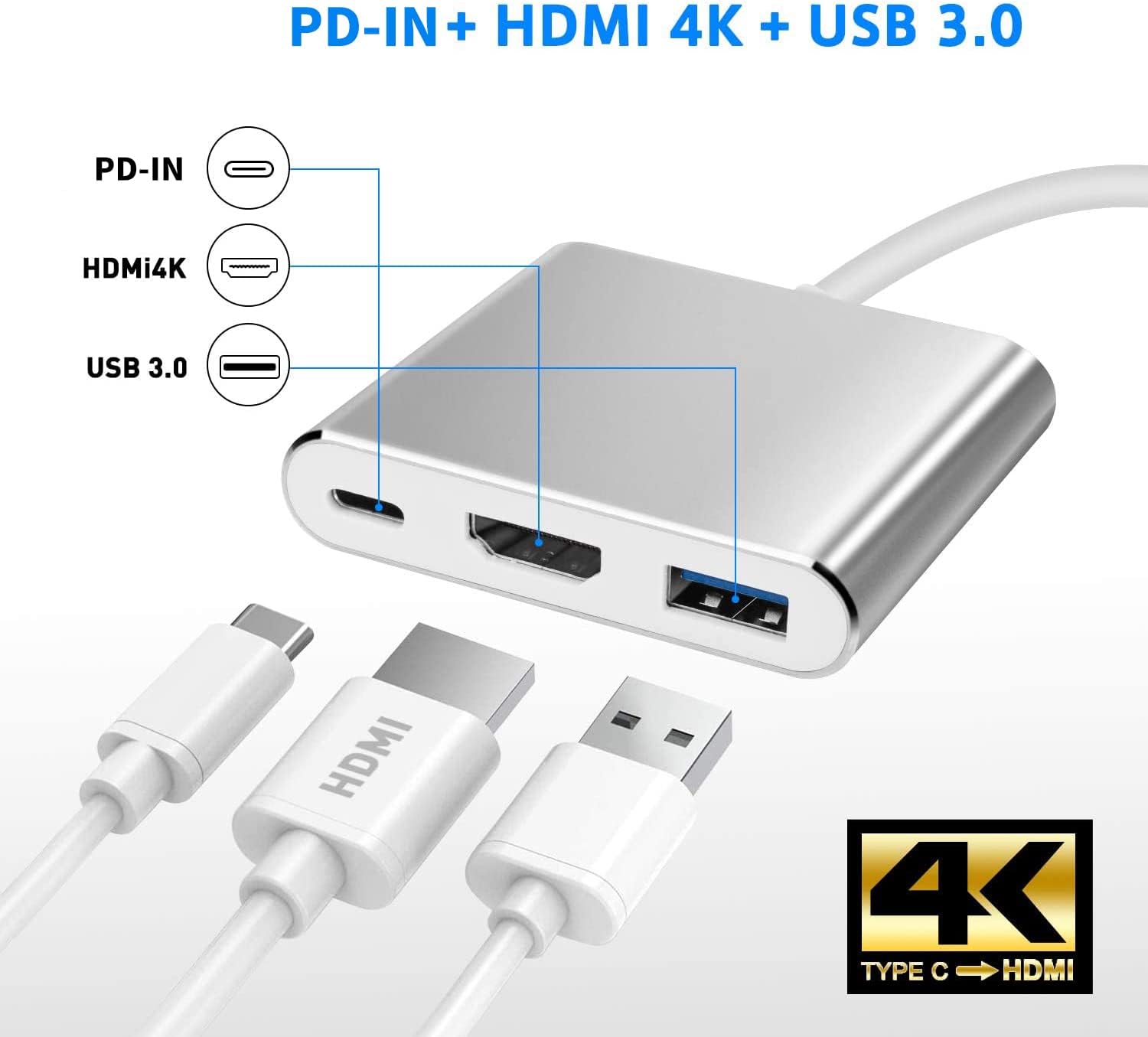 Adaptador USB C a HDMI, adaptador USB tipo C, convertidor AV multipuer -  VIRTUAL MUEBLES
