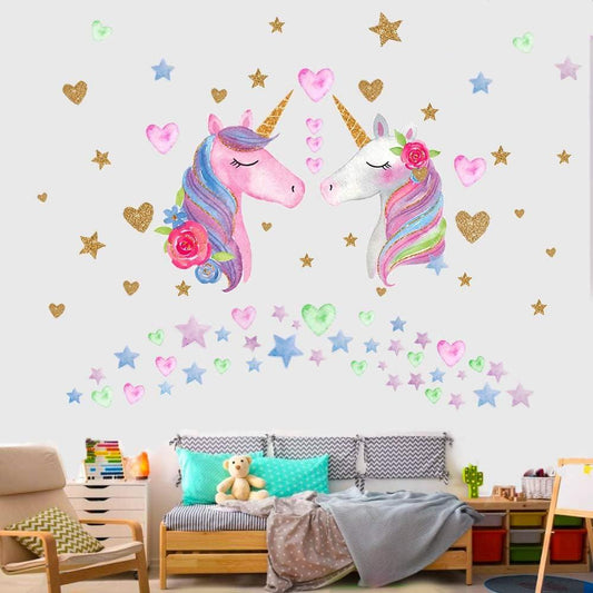 Calcomanías de pared de unicornio para habitación de niñas calcomanías de pared - VIRTUAL MUEBLES