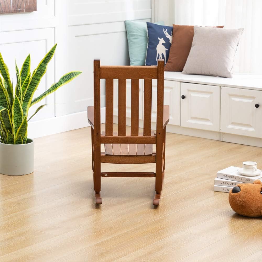 Bellemave Mecedora para niños, silla mecedora de madera para porche  infantil, cuenta con diseño clásico y construcción de madera dura, para  interiores