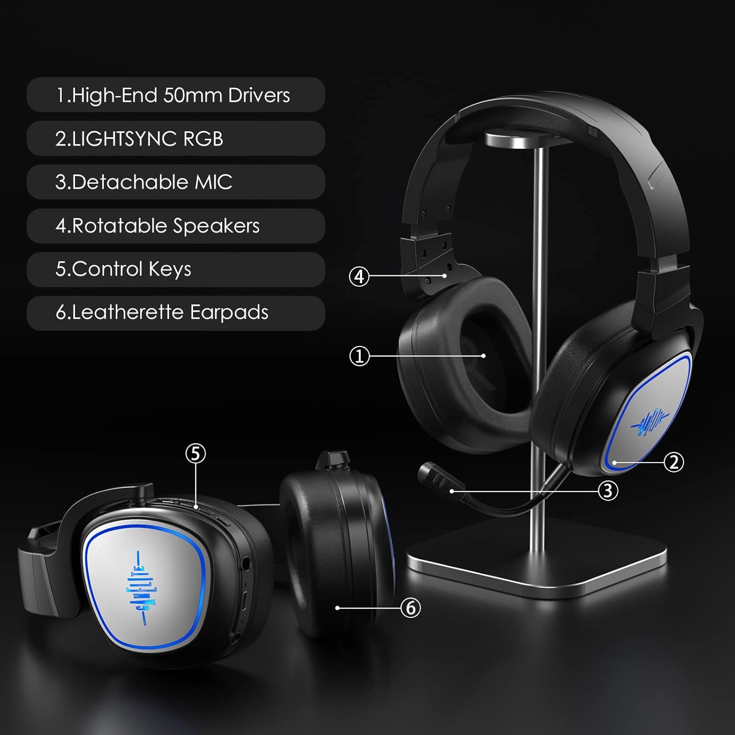 Auriculares inalámbricos Bluetooth para juegos para Playstation 4, PS5, PC,  Nintendo Switch, auriculares 3 en 1 con cancelación de ruido sobre la