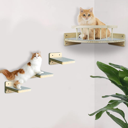 Estantes de pared para gatos, hamaca para gatos, estantes y perchas con 3