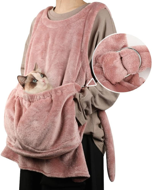 Delantal ajustable para gatos con bolsillo de doble capa, saco de dormir para