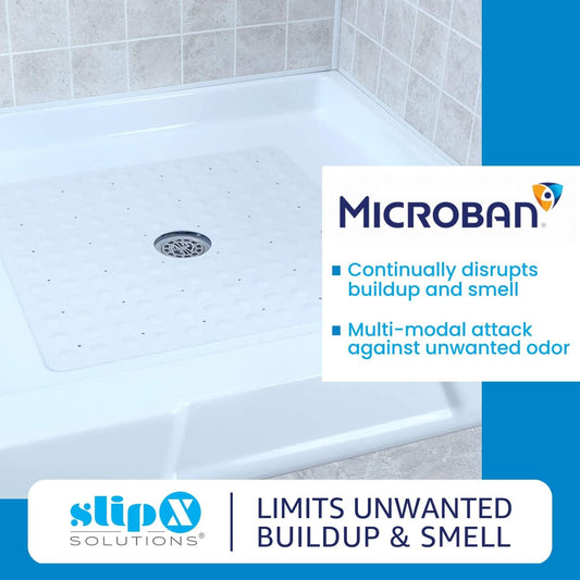 SlipX Solutions Tapete de ducha de goma con infusión de Microban, 21 x 21 - VIRTUAL MUEBLES