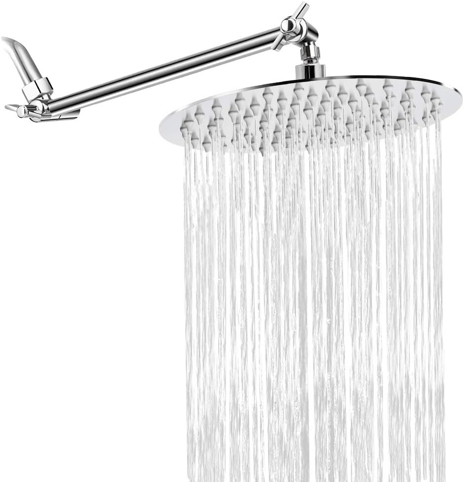 NearMoon Cabezal de ducha de alta presión con tubo elevador de ducha en  forma de S, cabezal de ducha de acero inoxidable, diseño ultrafino