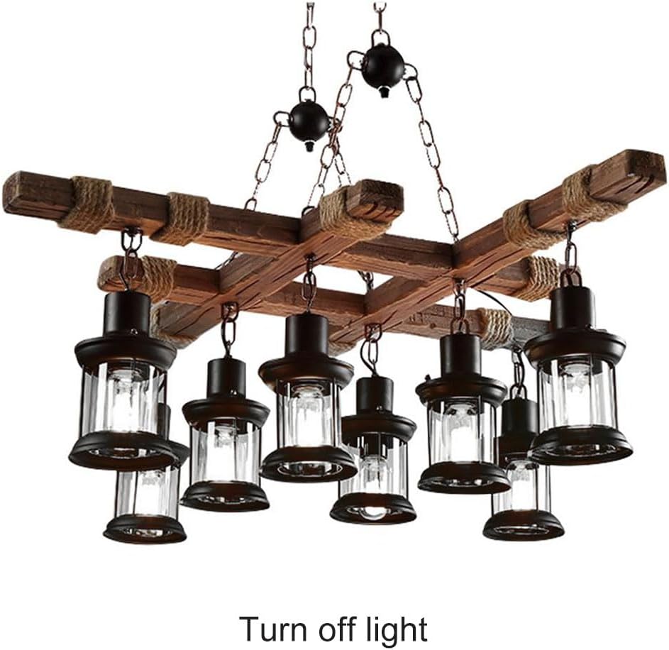 A 8 luces industriales retro de madera lámpara colgante isla colgante lámpara