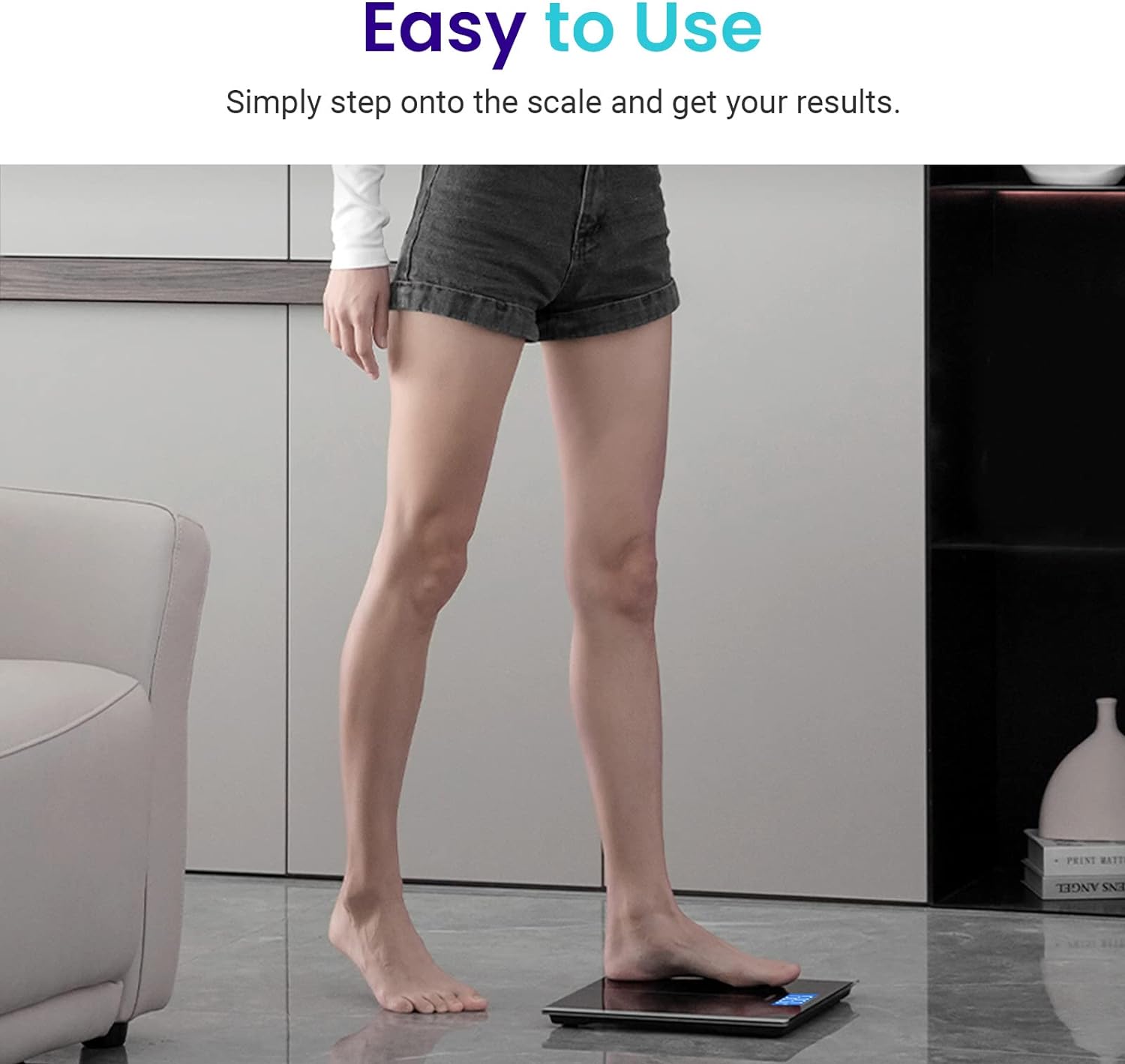 Báscula de baño digital de peso corporal con tecnología Step-On, resultados