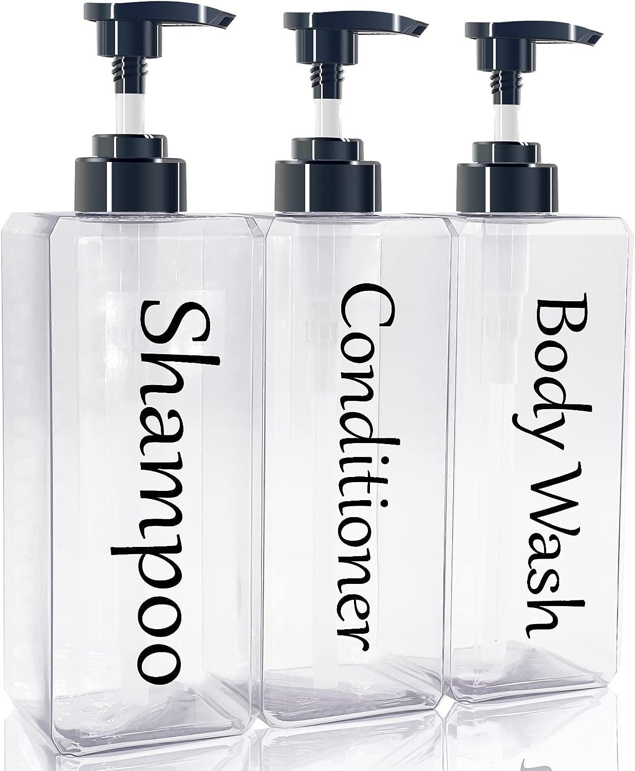 Dispensador de champú y acondicionador (juego de 3, 27 onzas), moderno  frasco de bomba de champú recargable para jabón de ducha, juego de  dispensador