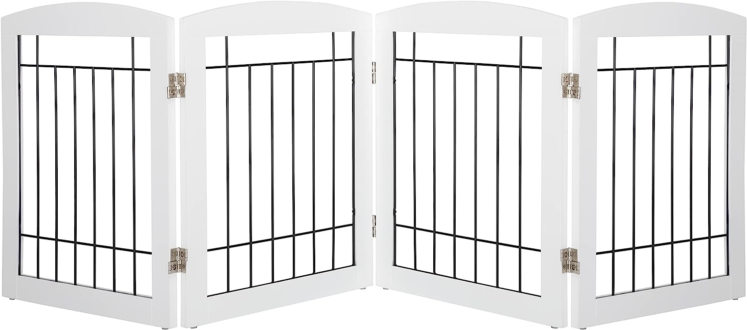 Bundaloo Puerta plegable de metal independiente para mascotas | Paneles  portátiles grandes para seguridad de perros y gatos | Puertas plegables  para