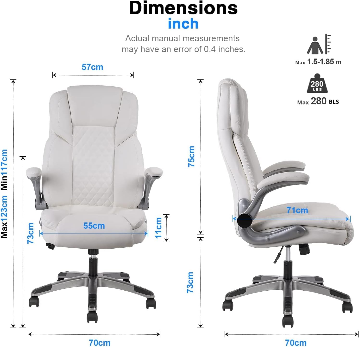 Silla ejecutiva de oficina blanca, sillas de escritorio ergonómicas con  ruedas