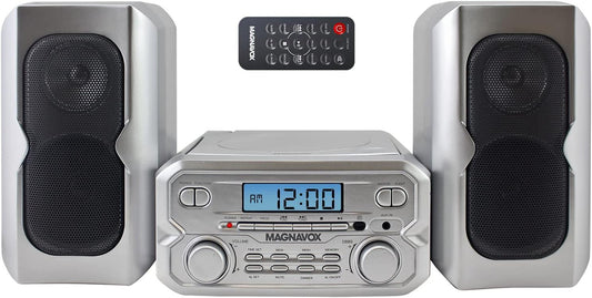 Magnavox MM435M-SL Sistema compacto de 3 piezas con radio estéreo FM digital, - VIRTUAL MUEBLES