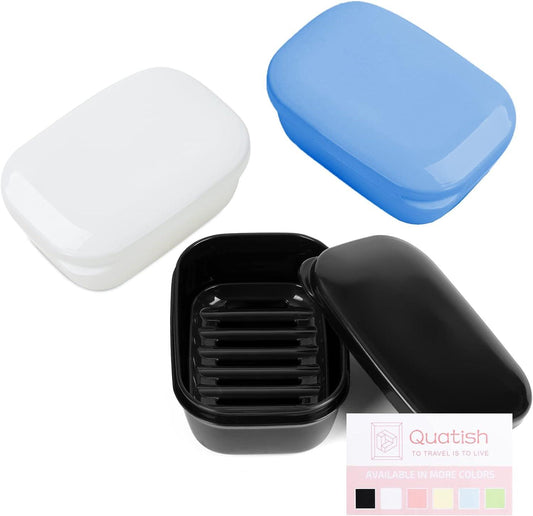 Paquete de 3 soportes para jabón, contenedor de jabón de viaje con tapa, funda - VIRTUAL MUEBLES