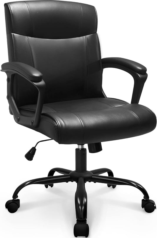 Silla de oficina ergonómica silla de escritorio respaldo medio ejecutivo piel