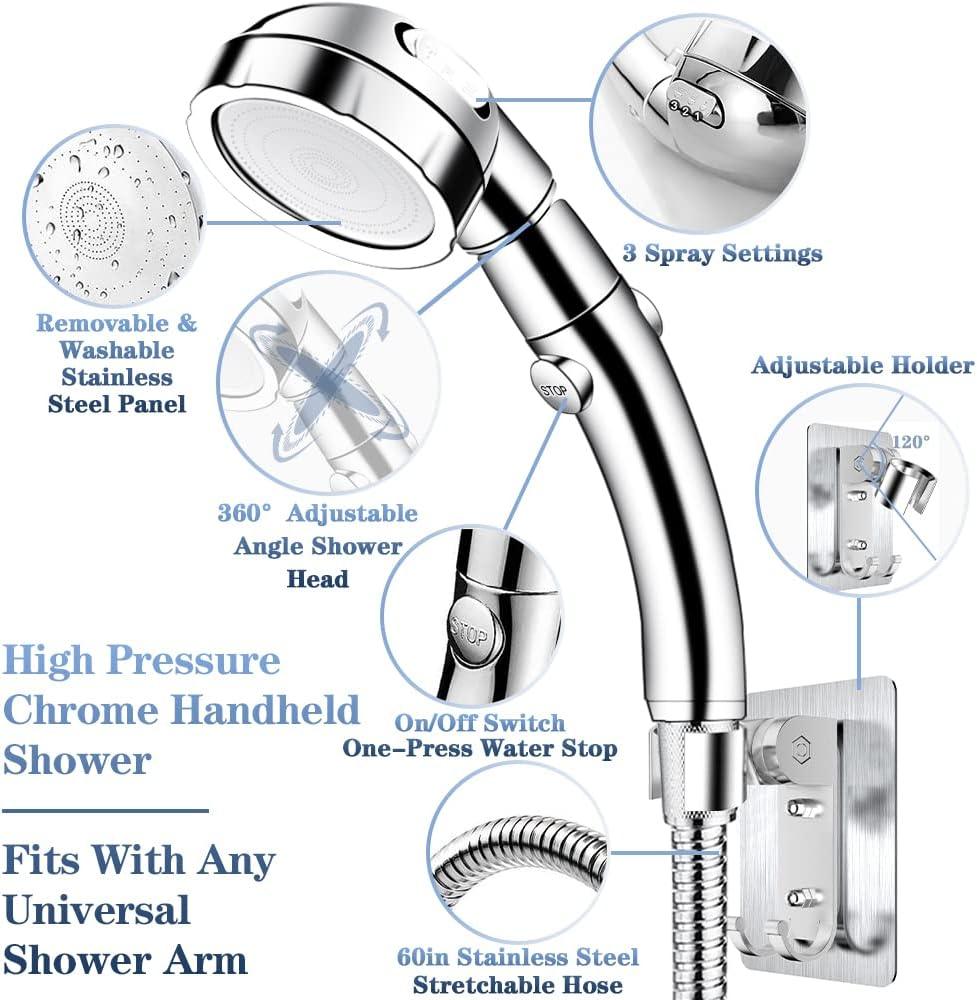Cabezales de ducha de mano, soporte de codo de salida de ducha para  manguera, soporte de cabezal de ducha de latón, conector de pared