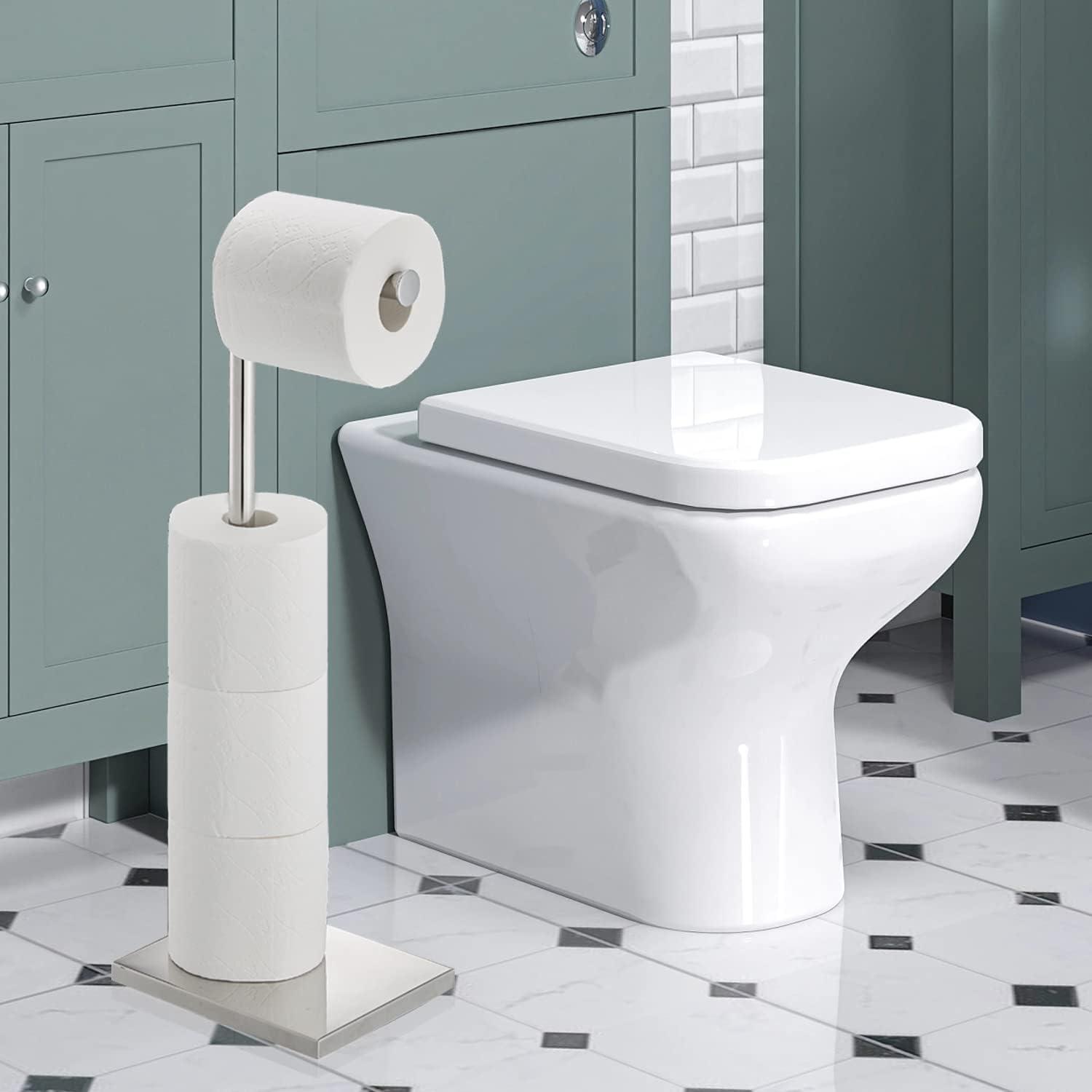 Soporte de papel higiénico independiente con almacenamiento, 3 rollos de  soporte de papel higiénico para baño, soporte de rollo de papel higiénico