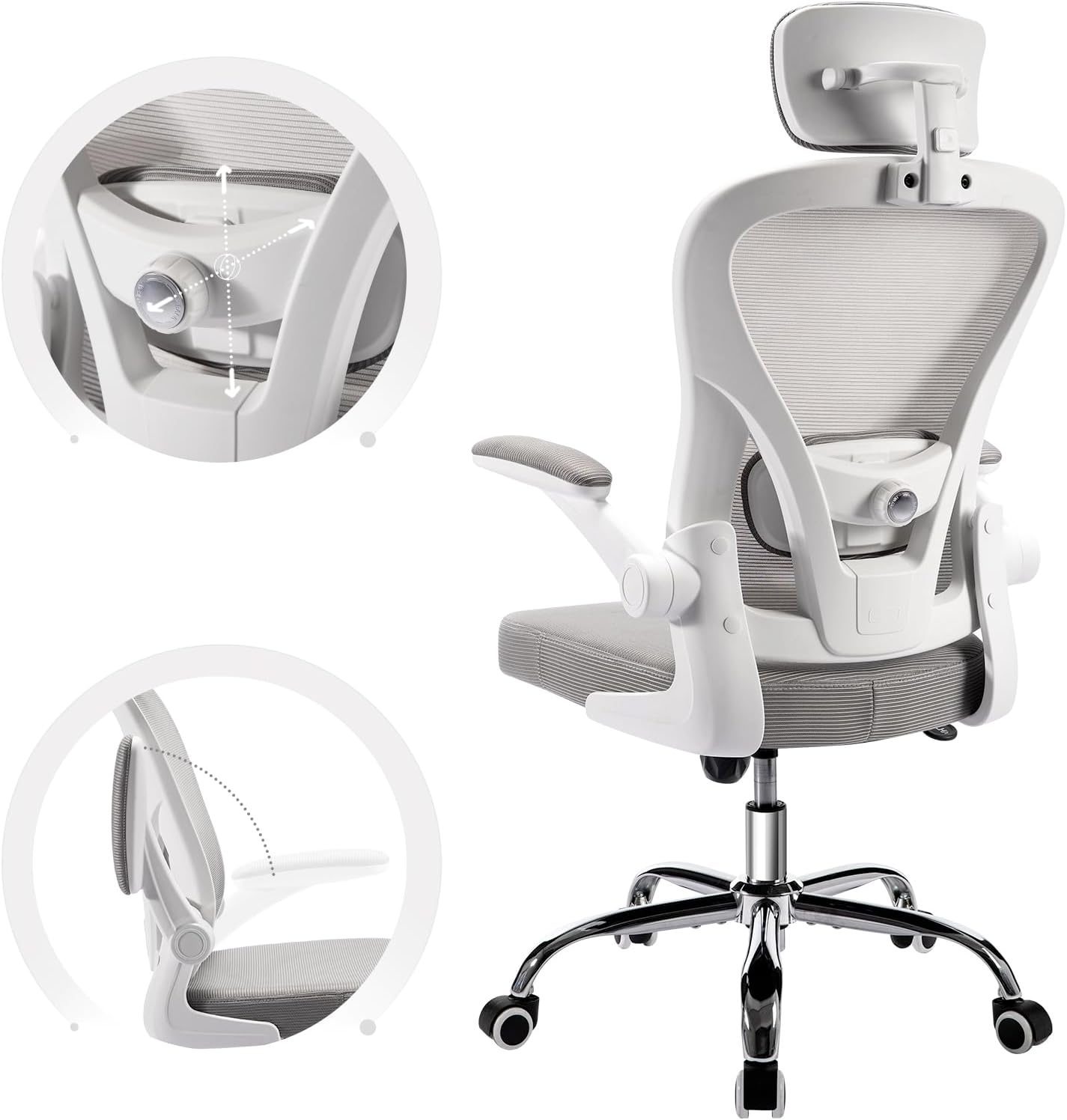ACCHAR Silla ergonómica de escritorio de oficina, silla de trabajo de malla