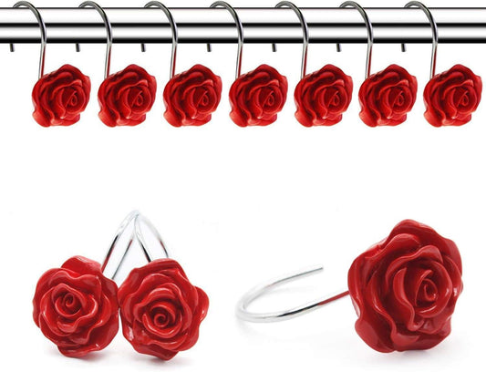 12 anillos para cortina de regadera con diseño de rosas decorativas para el - VIRTUAL MUEBLES