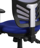 Silla de oficina ergonómica giratoria ejecutiva de malla azul con brazos