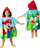 Franco Super Mario Poncho de toalla con capucha para niños, para playa, - VIRTUAL MUEBLES