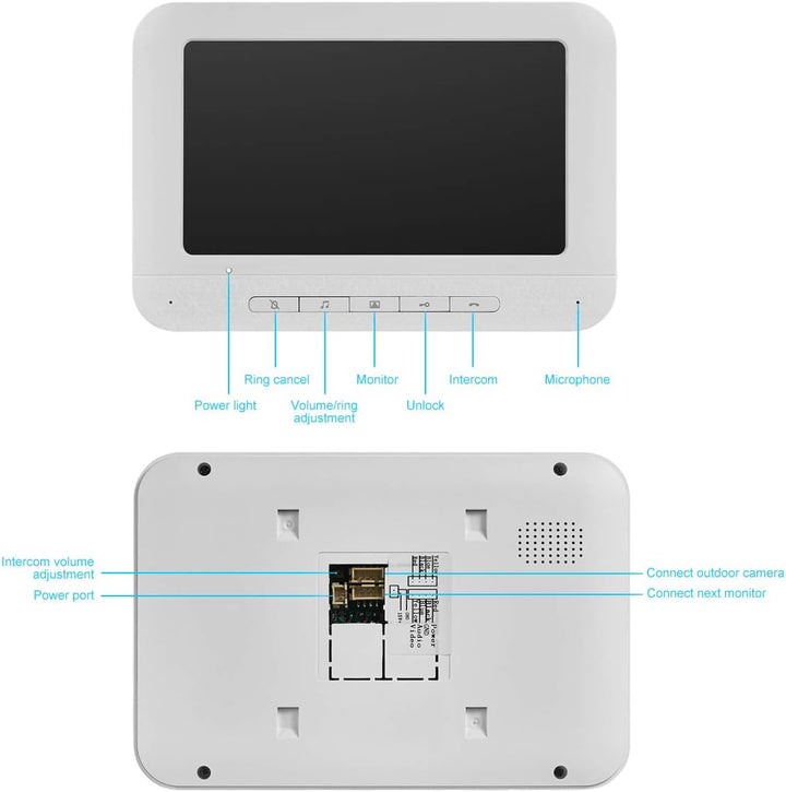 Sistema de video portero de apartamento con cable, 2 unidades de 7  pulgadas, monitor táctil inalámbrico, sistema de timbre de video WiFi, kit  de