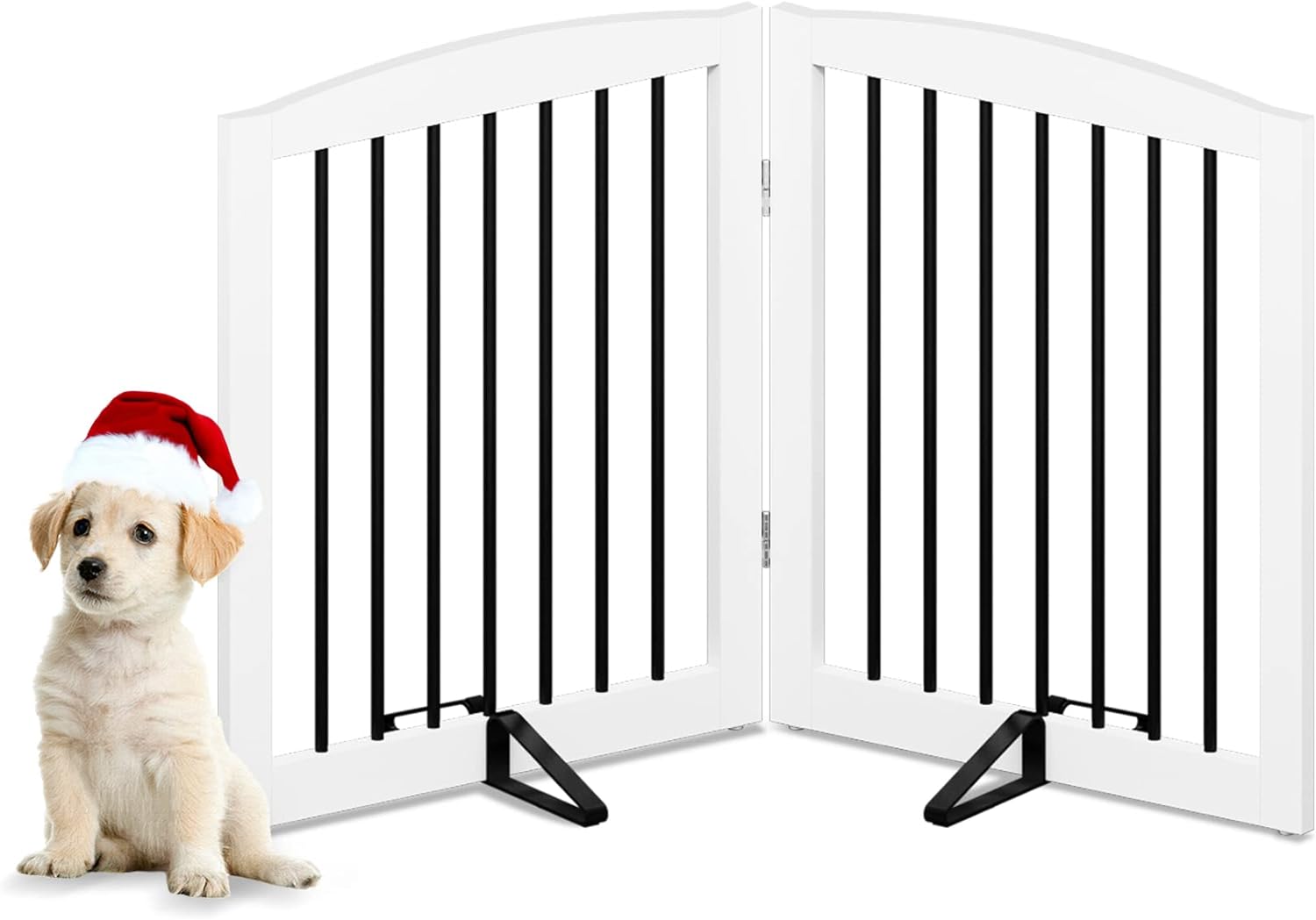 Puerta independiente para mascotas para perros, puerta plegable de madera para