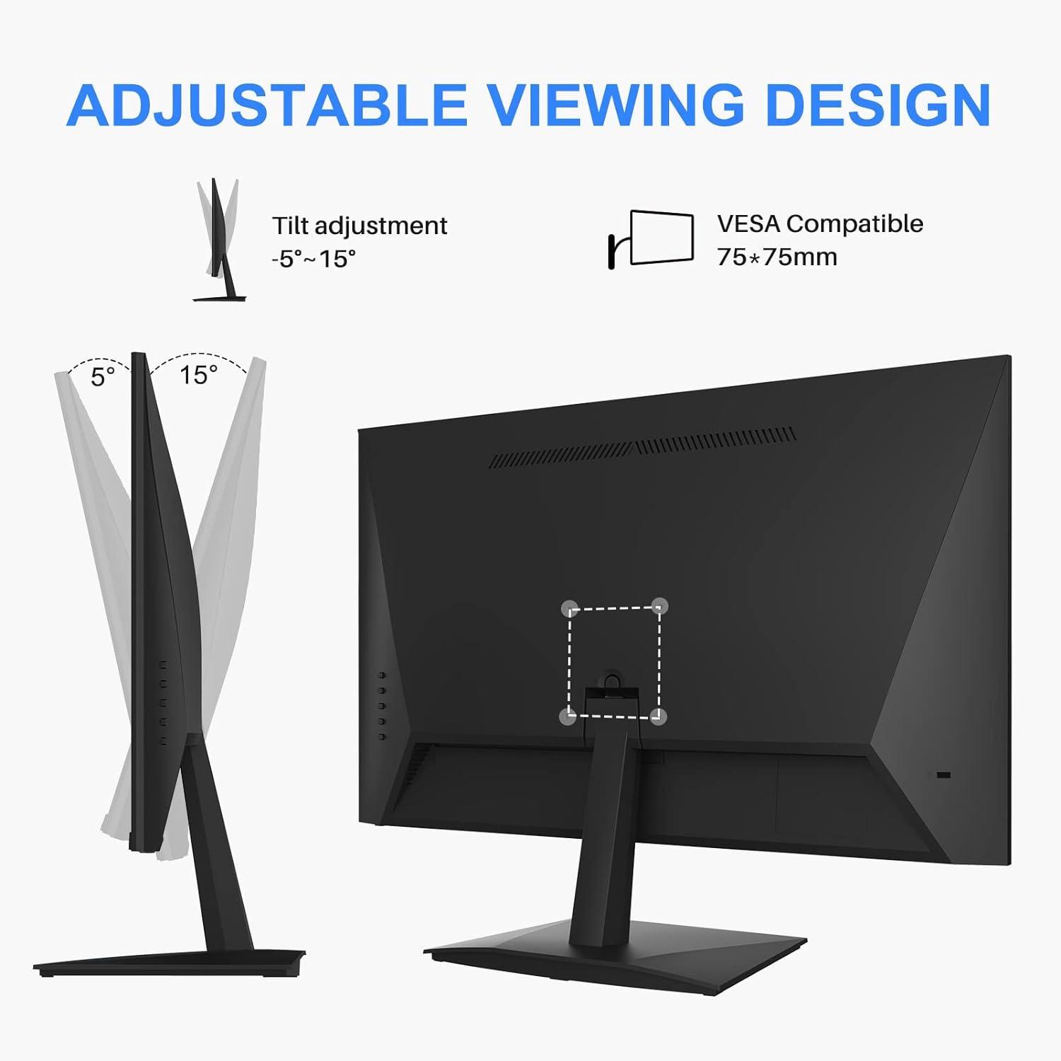 Monitor de computadora FHD de 22 pulgadas 1080p 75Hz con HDMI VGA bisel ultra