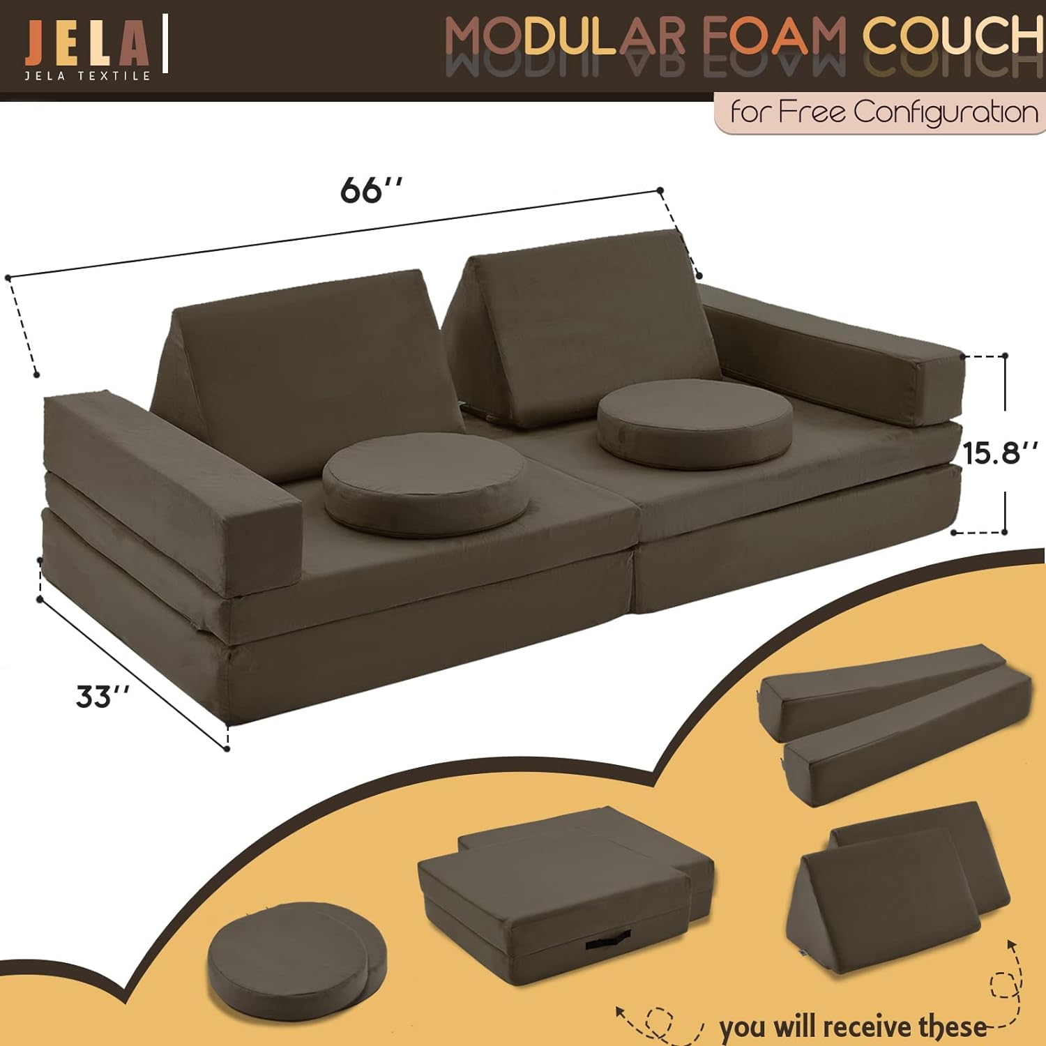 Sofá para niños 10 piezas sofá de suelo muebles modulares para