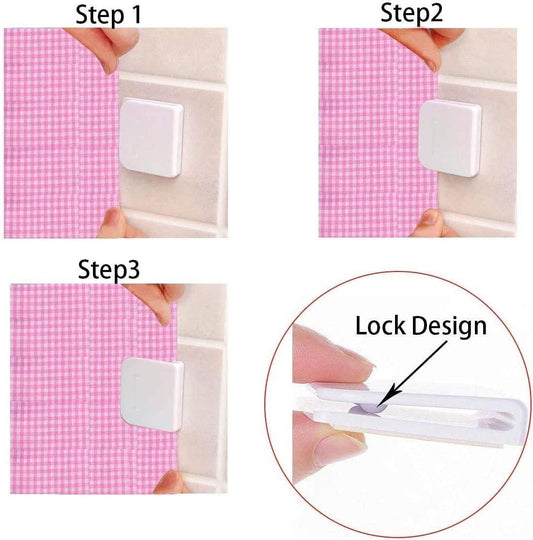 4 clips autoadhesivos para cortina de ducha antisalpicaduras para evitar fugas - VIRTUAL MUEBLES