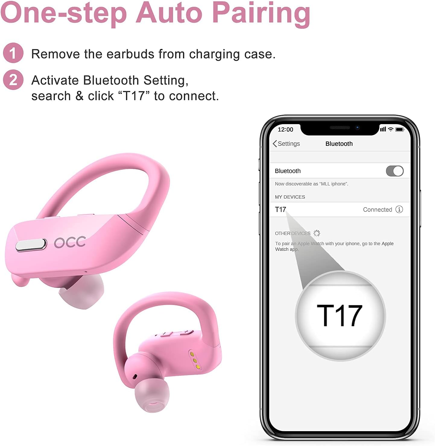 Auriculares inalámbricos Bluetooth 48H Play Back Auriculares en la oreja