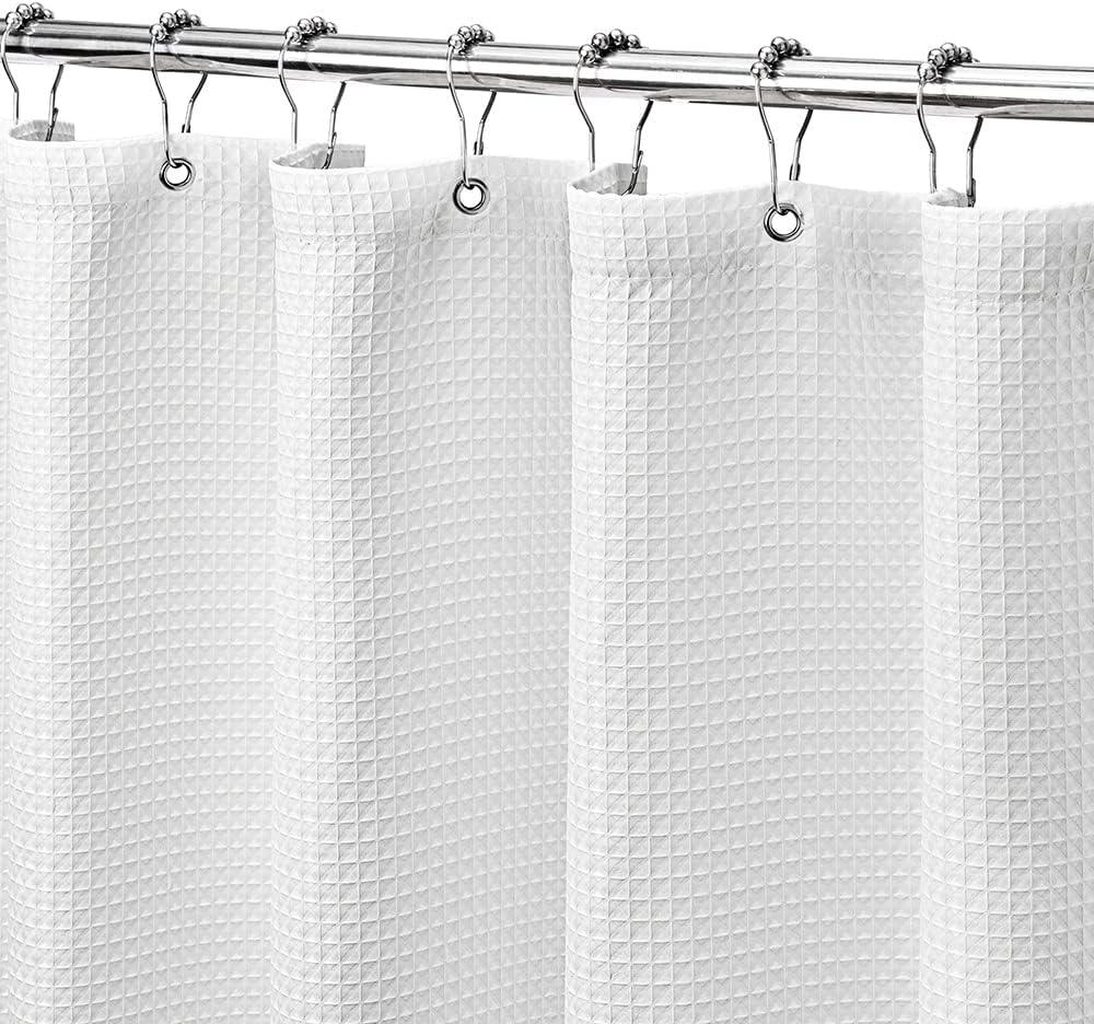 Cortina de ducha de punto gofre, resistente a las arrugas y al óxido,  diseño clásico de calidad de hotel, cortinas largas resistentes para duchas  de