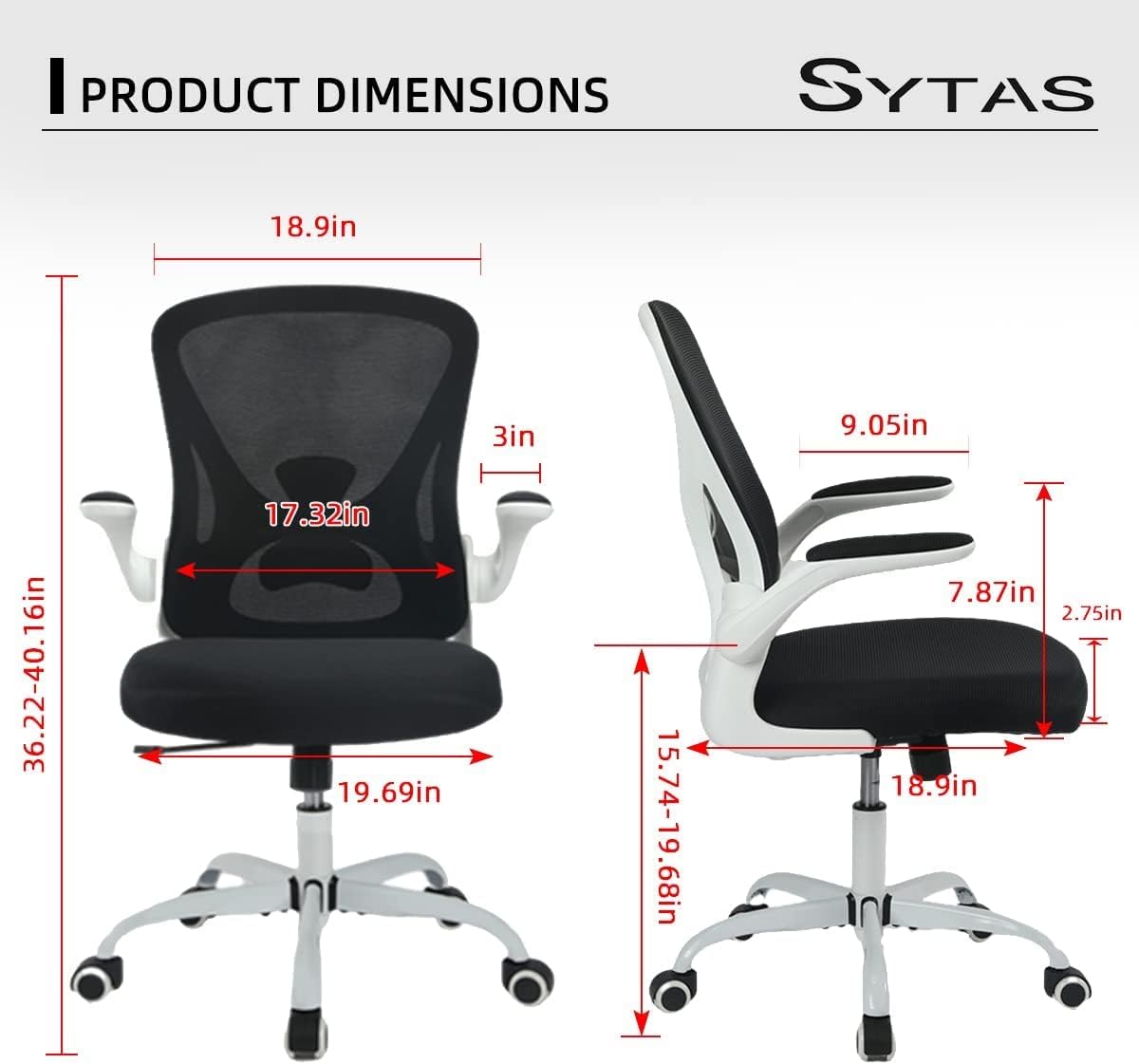 Sytas Silla ergonómica de oficina en casa, silla de escritorio con soporte  lumbar, reposabrazos 3D y reposacabezas ajustable, silla ergonómica para