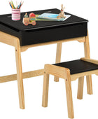 Juego de mesa y silla para niños, escritorio y silla elevadora de madera con