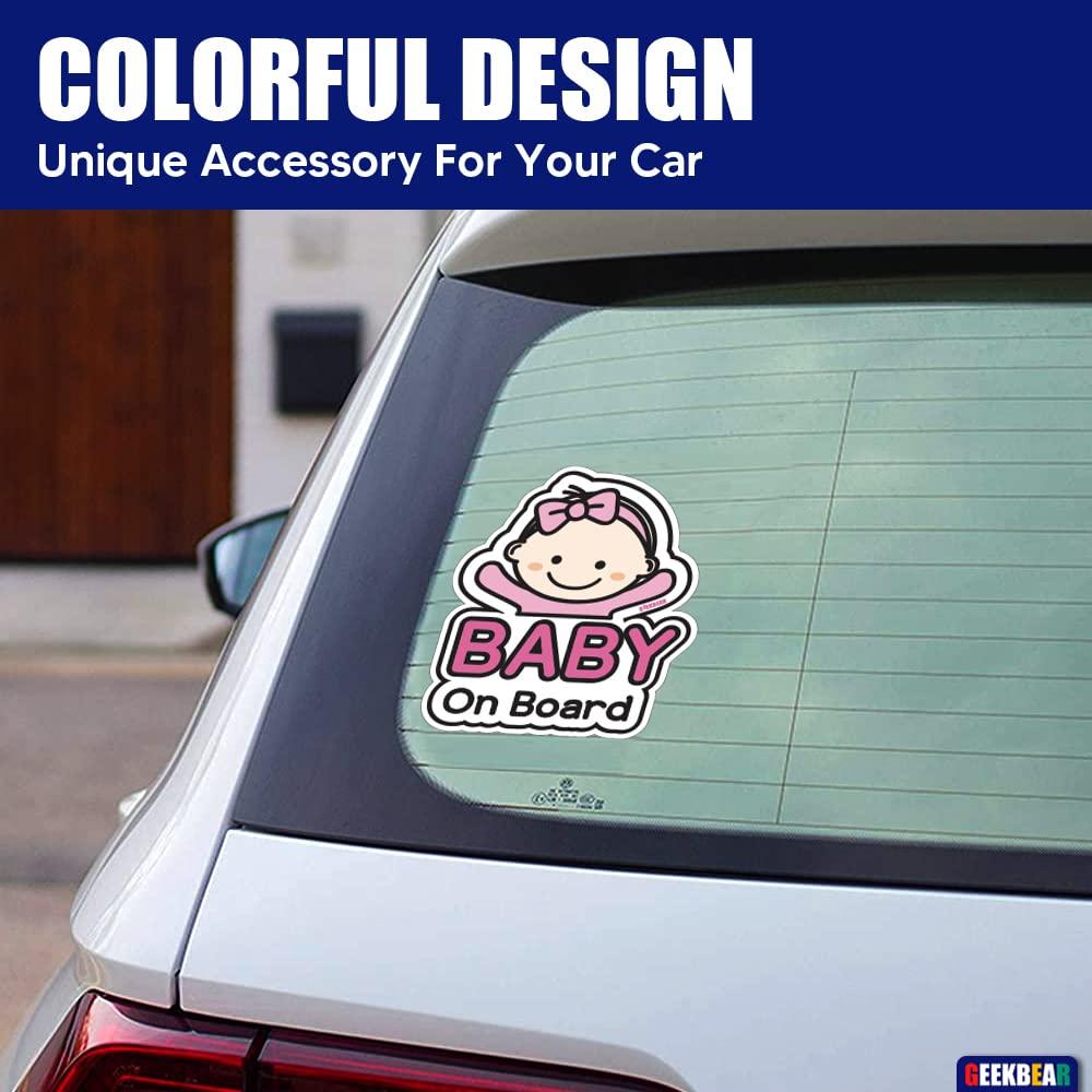 GEEKBEAR Baby on Board Sticker for Cars (02. Basic Girl) Diseño de dibujos - VIRTUAL MUEBLES