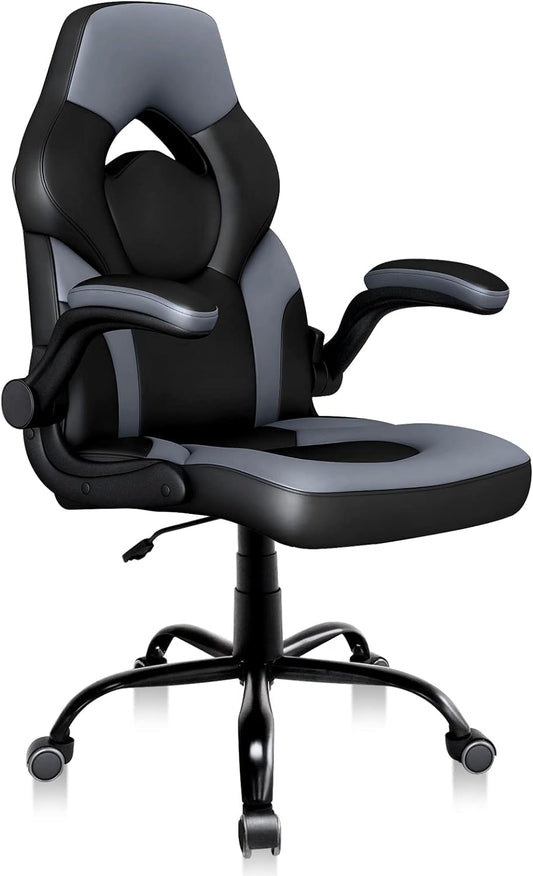 Silla de oficina para juegos con reposabrazos abatibles, silla ergonómica para