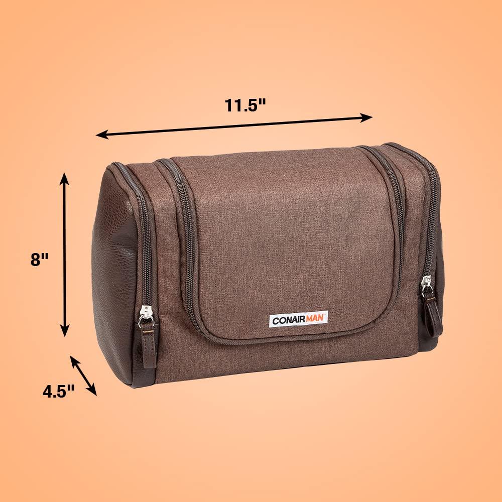 Neceser de viaje para hombre kit Dopp bolsa de viaje en marrón - VIRTUAL MUEBLES