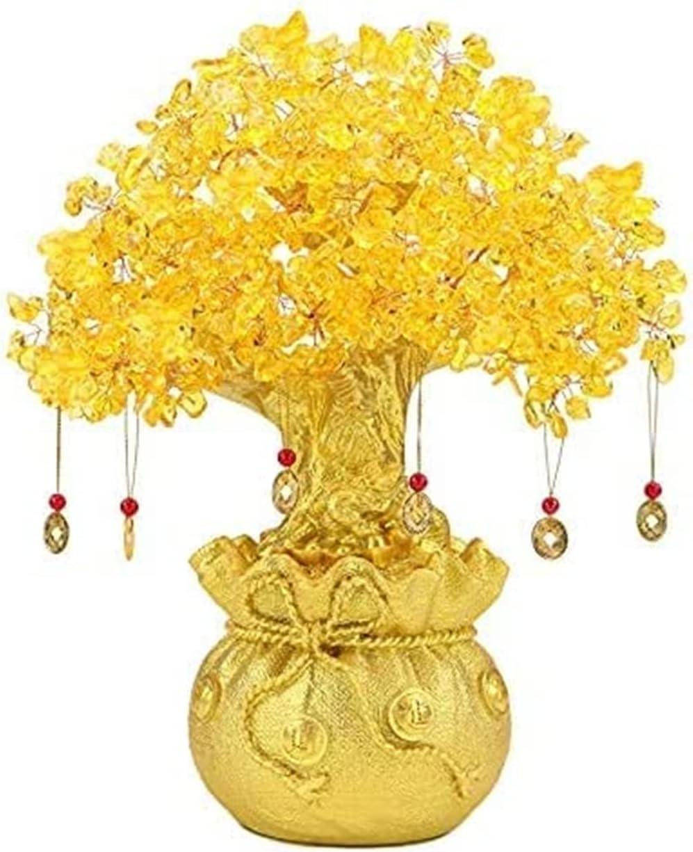 Árbol de la abundancia de Feng Shui de citrinocristal amarillo en maceta con - VIRTUAL MUEBLES