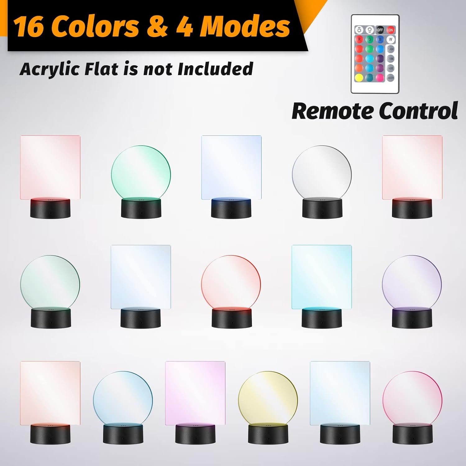 24 juegos de lámpara LED nocturna 3D base de luz LED de 16 colores con control