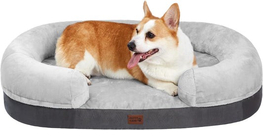 Cama ortopédica para perros grandes con espuma viscoelástica, cama impermeable