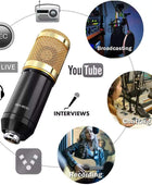 Paquete de equipo de podcast, interfaz de audio con tarjeta de sonido en vivo