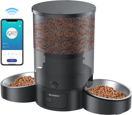 Dispensador automático de comida para gatos, alimentador WiFi de 2.4 G para