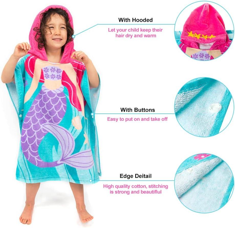 Toalla de playa con capucha para niños pequeños, 100% algodón, suave, de secado - VIRTUAL MUEBLES