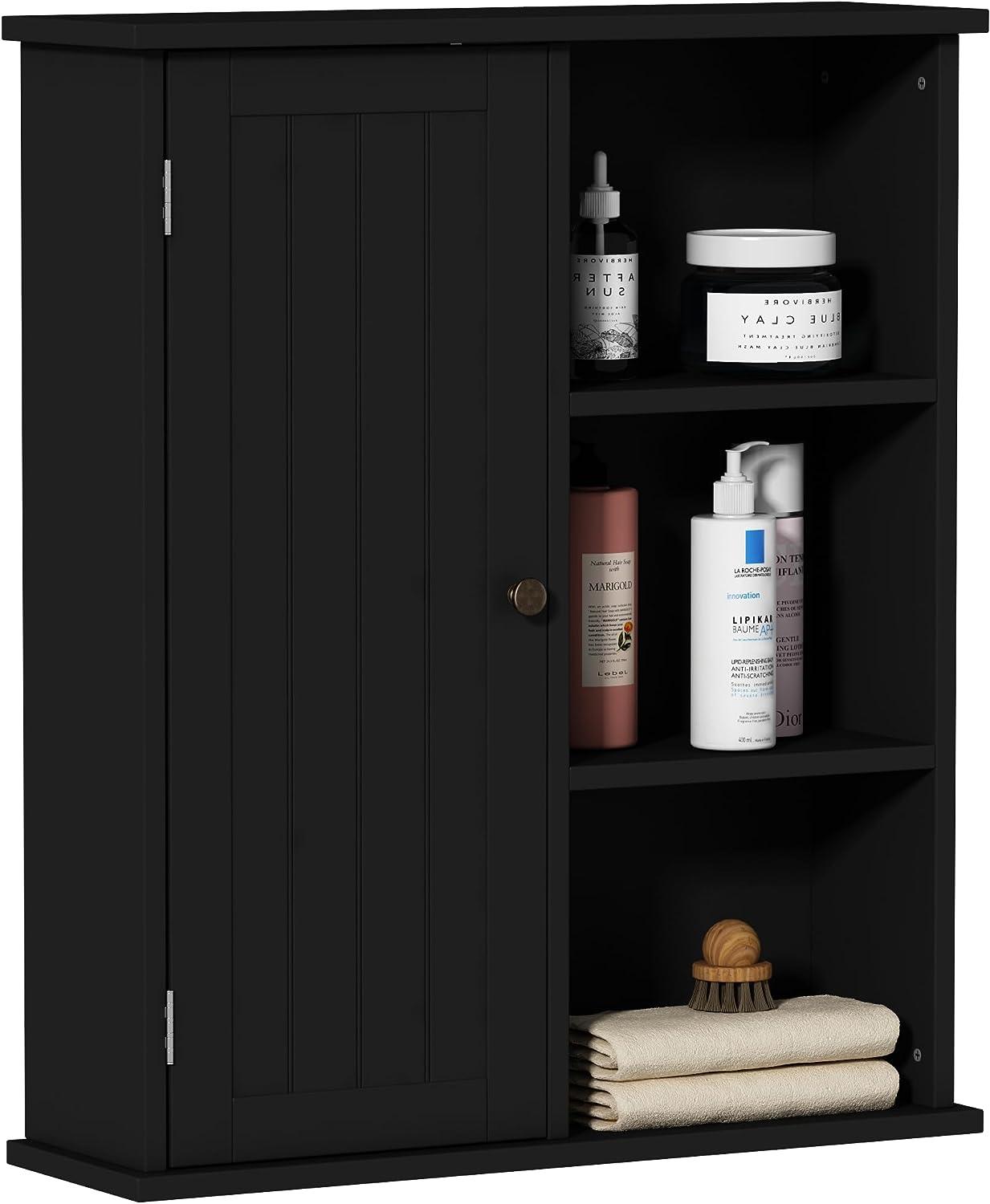 VINGLI Armario de pared de baño de 21 x 8.5 x 25 pulgadas, moderno  organizador de botiquín blanco sobre el inodoro con 2 puertas, 1 estante  ajustable