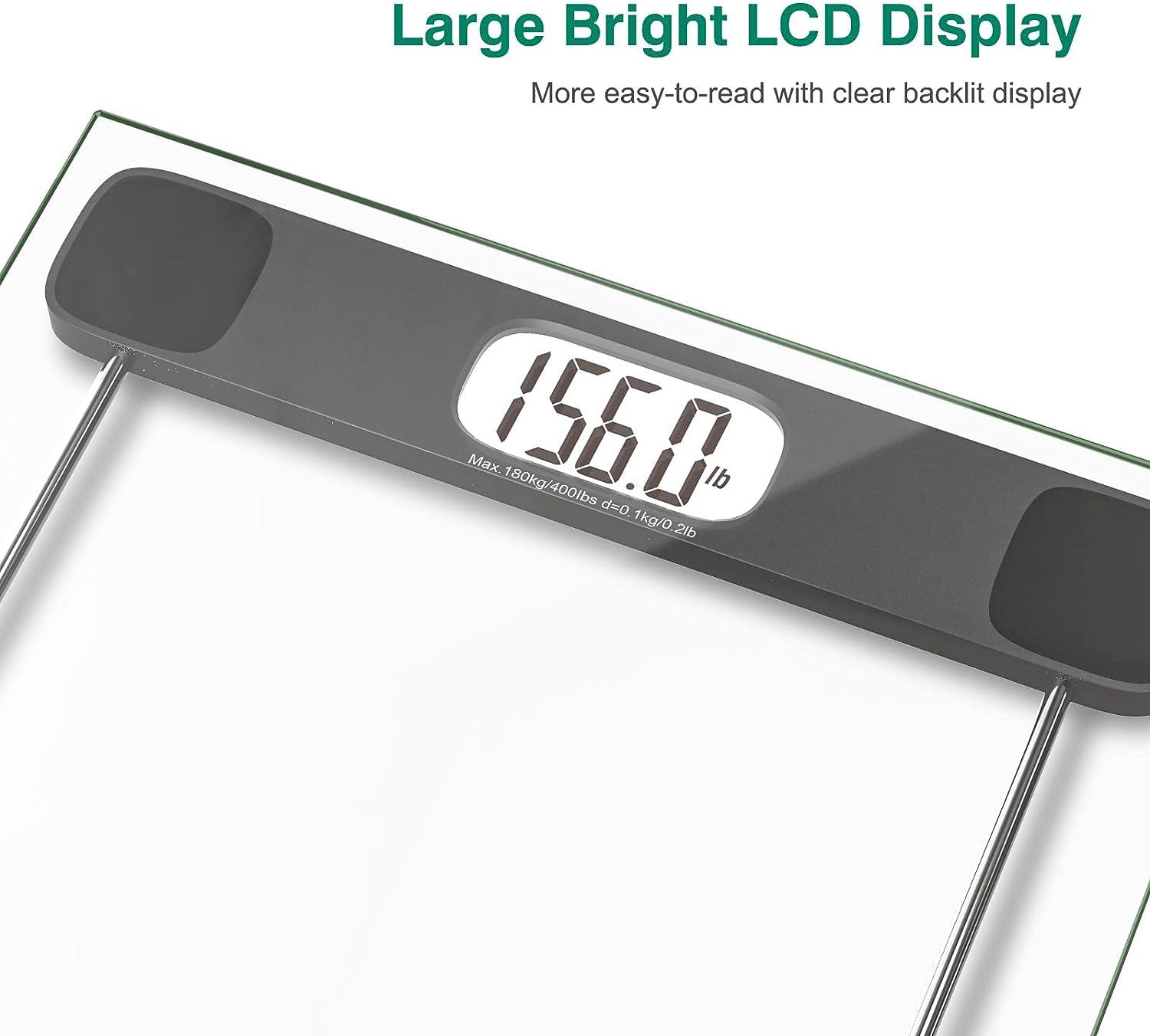 BEAUTURAL Báscula digital de baño para peso corporal, pantalla LCD