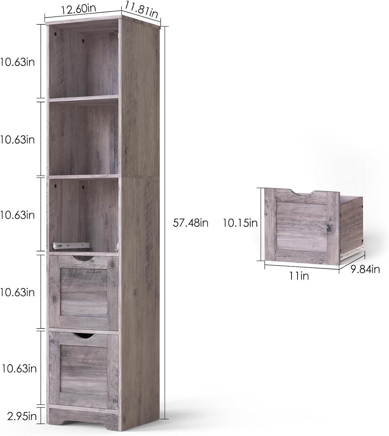 Armario de baño multiusos alto y estrecho, mueble con 2 estantes, 1 puerta  y 2 cajones de almacenamiento, 15x33x136cm, Color blanco - AliExpress