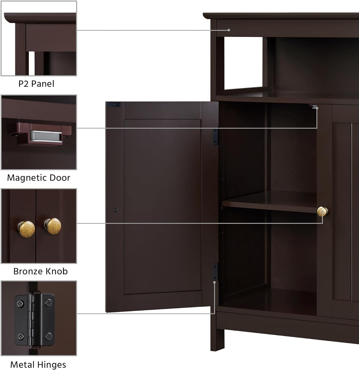 Armario de madera con puertas duraderas y estantes ajustables gabinete interior