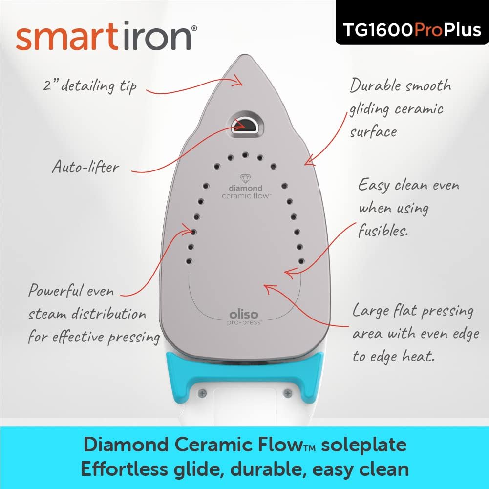 TG1600 Pro Plus SmartIron de 1800 vatios con elevación automática para ropa,