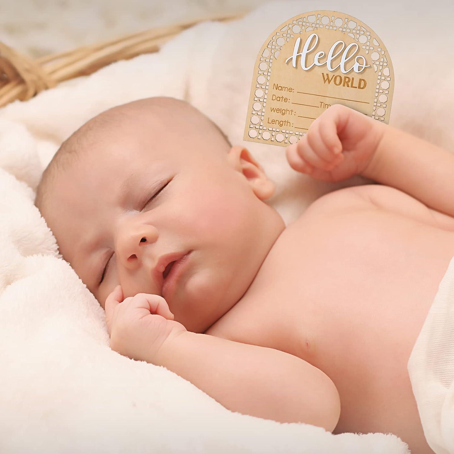 Letrero de anuncio de bebé, de madera de 5.5 pulgadas, letrero de bienvenida - VIRTUAL MUEBLES