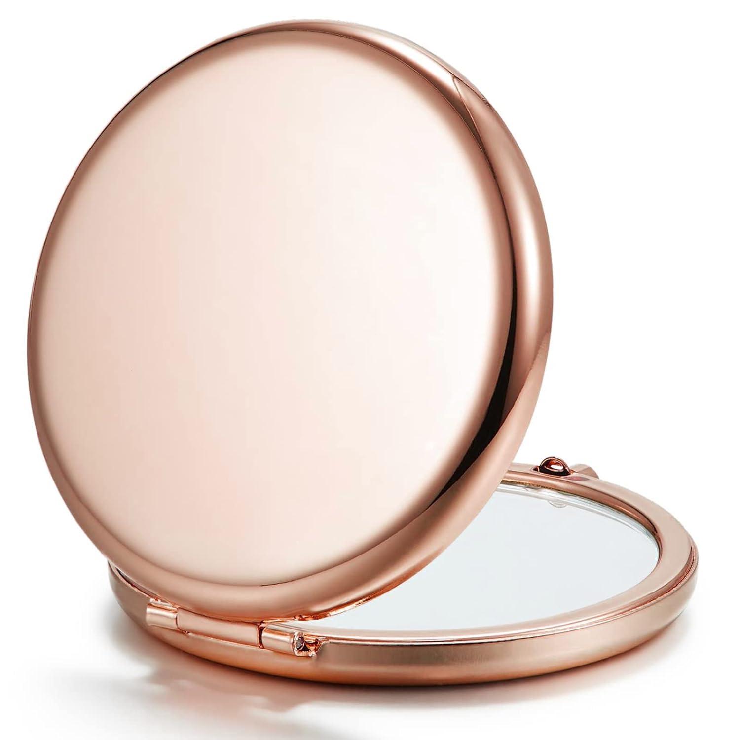 wobsion Espejo compacto de aumento 1x/10x para monederos, espejo compacto  con luz, espejo de mano de 2 caras, espejo de maquillaje de viaje, espejo