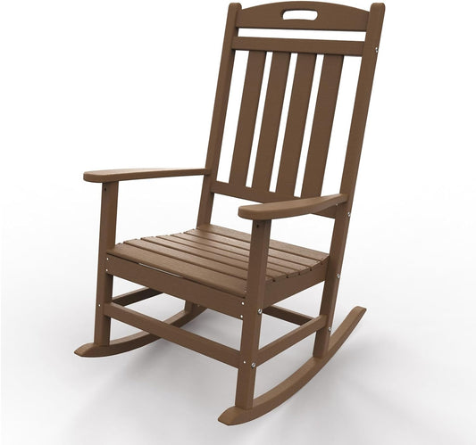 Mecedoras para exteriores, silla mecedora de madera de polietileno con respaldo