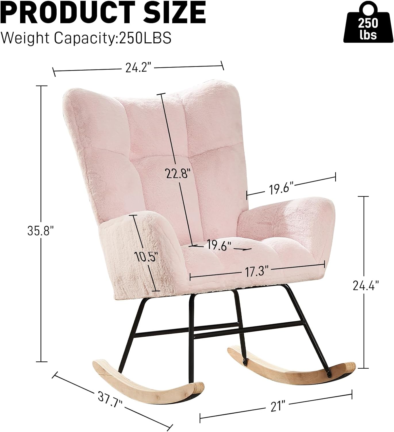 Mecedora para guardería, silla mecedora tapizada de piel sintética con respaldo