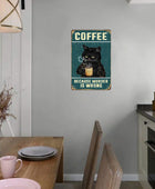 Letrero de metal retro con diseño de gato y café letreros de cocina vintage
